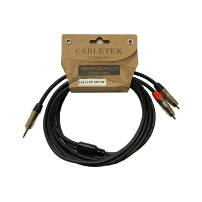 ⁧כבל Y מיני ג'ק 3.5mm ל-2 RCA זכר⁩ | ⁦CABLETEK PY-007/3M⁩