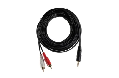 ⁧כבל מיני ג'ק 3.5 מ"מ זכר ל-2 RCA זכר 5 מטר⁩ | ⁦CABLETEK CTL-3.5-2RCA/5⁩
