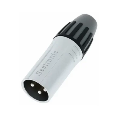⁧מחבר XLR זכר 3 פין על כבל - כסוף⁩ | ⁦Seetronic SCMM3-G⁩
