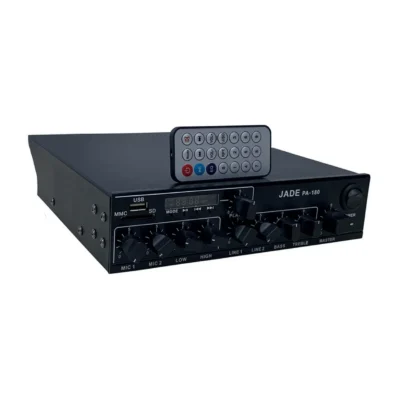 ⁧מגבר התקנות קומפקטי עם נגן USB/SD/FM/BT⁩ | ⁦JADE PA-180⁩