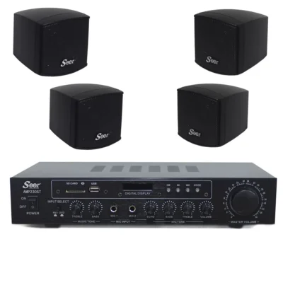 מערכת הגברה ביתית ומשרדית עם 4 רמקולים | Seer AMP 230ST-SET-BK