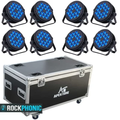 סט 8 פנסי לד RGBW עם קייס נשיאה | Apextone Case+8pcs 18*10W RGBwW