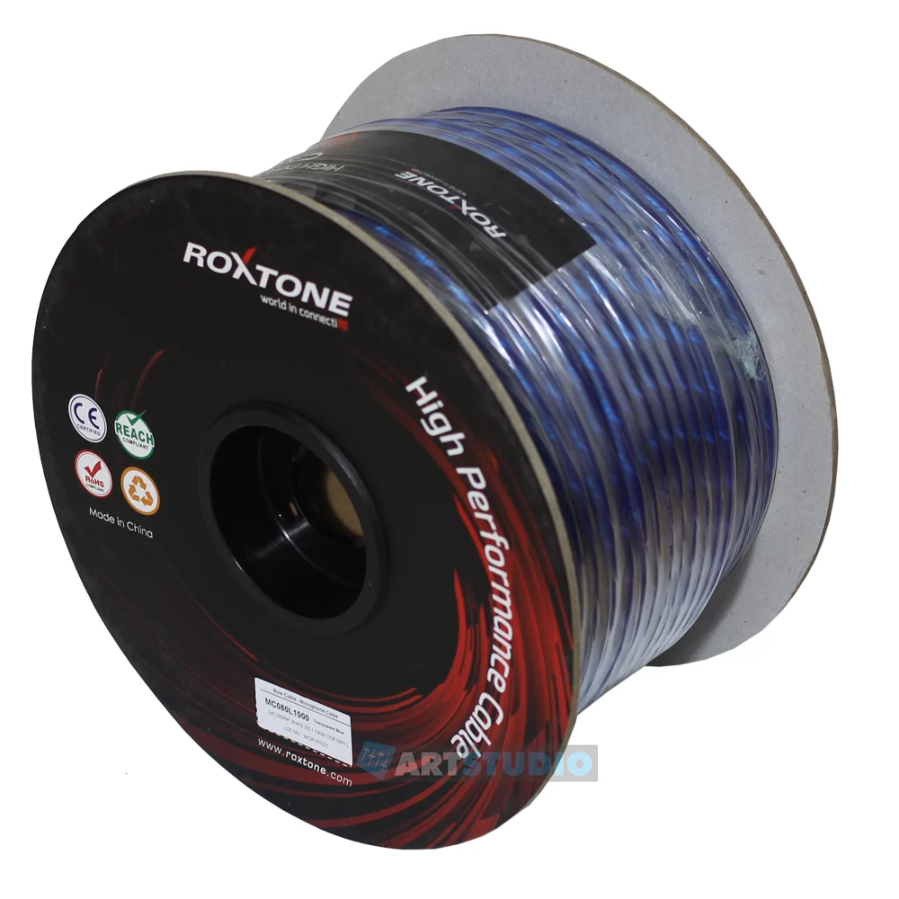 גליל כבל XLR 100 מטר כחול | Roxtone MC080-100m-B