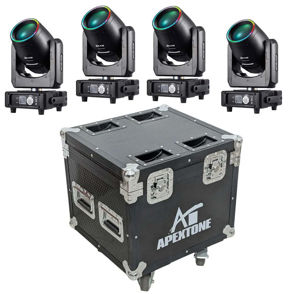 סט 4 פנסי מוביל עם קייס | Apextone LUXO-4-SET-PRE