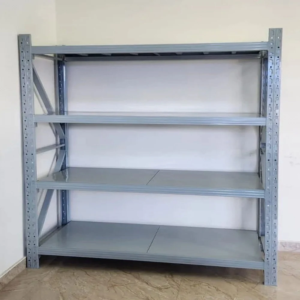 מדף תעשייתי 200×198.5×60 ס"מ · 4 קומות · 200 ק"ג לקומה | Apextone WR-GRAY-20020060 – תמונה 2