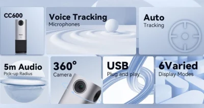 ⁧מצלמת ועידה פנורמית 360° All-in-One 4K⁩ | ⁦TENVEO CC600⁩