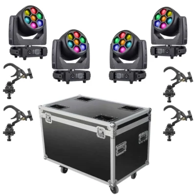 סט 4 ראשים נעים ZOOM LED Moving Head 7x40W | Apextone