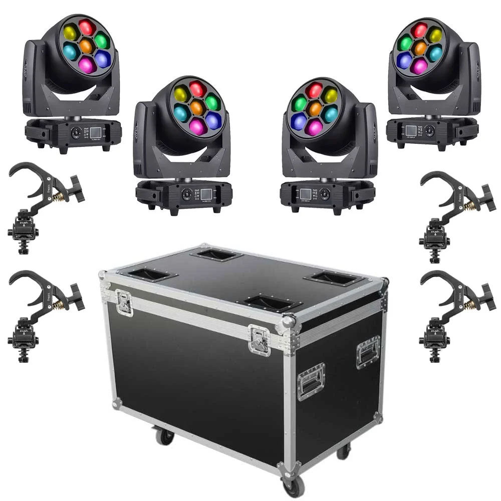 סט 4 ראשים נעים ZOOM LED Moving Head 7x40W | Apextone