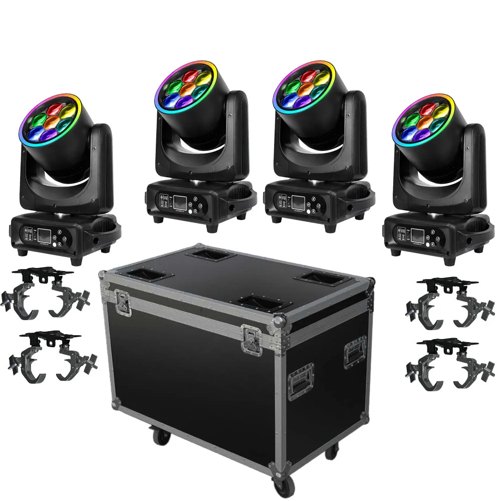 סט 4 פנסי Moving Head LED Zoom | Apextone BEE-740-SET-4-PRE