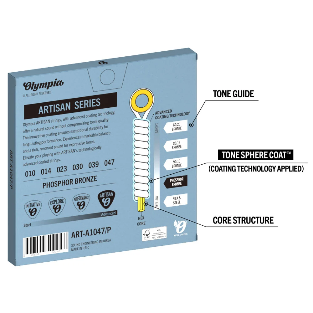 סט מיתרים לגיטרה אקוסטית Phosphor Bronze | Olympia PF-A1047/P – תמונה 2