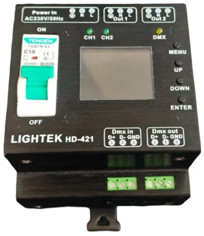 ⁧בקר דימר 2 ערוצים DMX512 לפס דין⁩ | ⁦LIGHTEK HD-421⁩