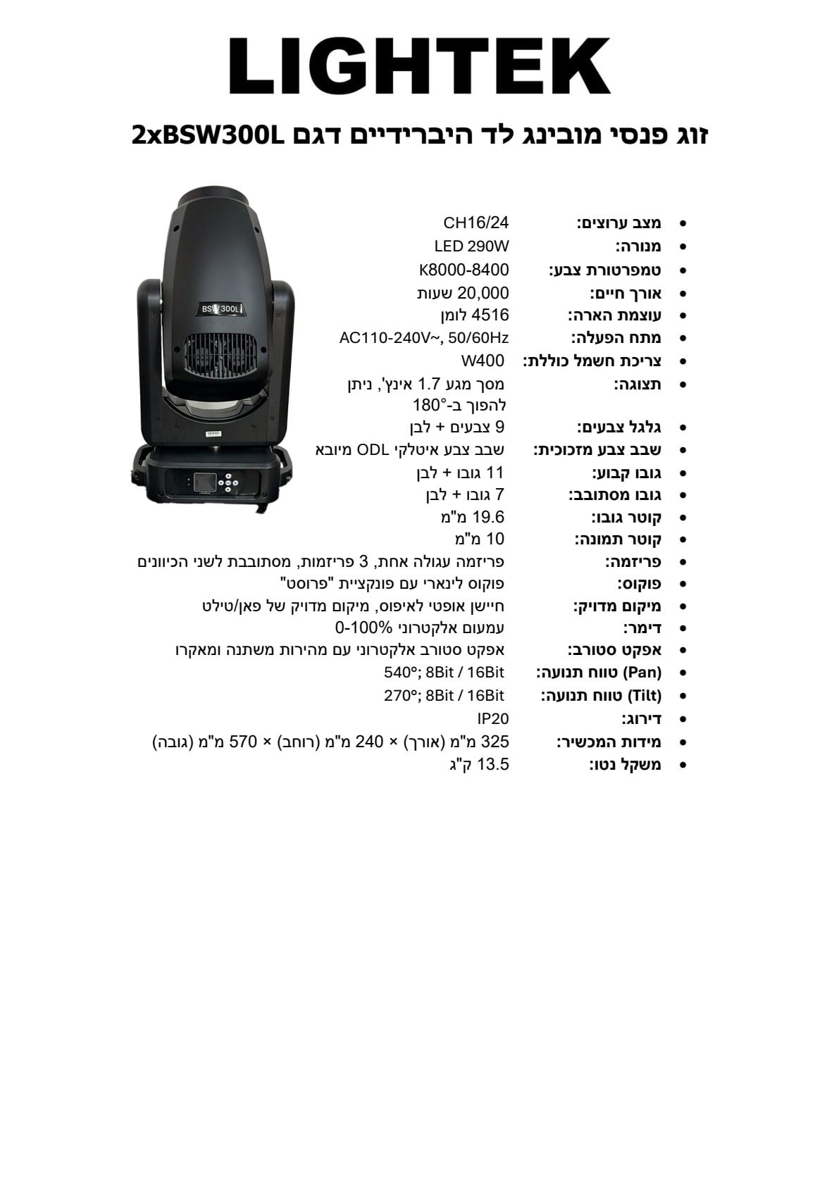 דף מוצר מיצרן